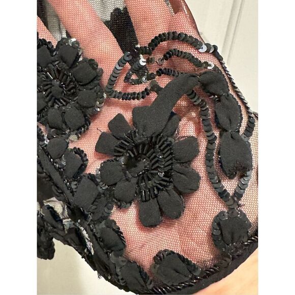 Red Valentino Beaded Embroidered Floral Appliqué Black Sleeveless Lined Dress 40 - Picture 15 of 16